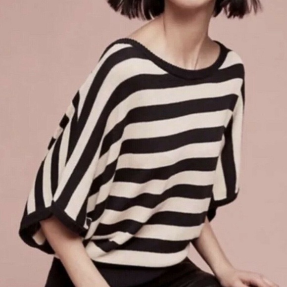 Anthropologie Tops - Anthropologie Moth Womens Striped Sweater Top Batwing Short Sleeve Size. S